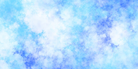 Abstract fresh and shiny winter seasonal morning blue sky with thick clouds. Blue sky with white clouds as background. Romantic sky. Nature landscape in environment day horizon skyline view