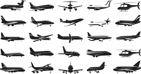 Naklejka premium set of silhouettes of airplane