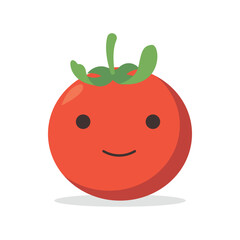 Vector illustration of a red tomato isolated on white , Tomato vector. Tomato on white background. Tomato vector in cartoon style