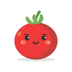Vector illustration of a red tomato isolated on white , Tomato vector. Tomato on white background. Tomato vector in cartoon style