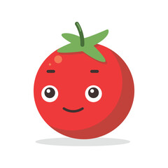 Vector illustration of a red tomato isolated on white , Tomato vector. Tomato on white background. Tomato vector in cartoon style