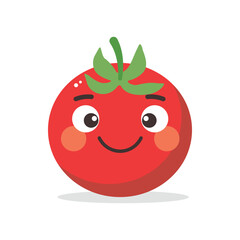 Vector illustration of a red tomato isolated on white , Tomato vector. Tomato on white background. Tomato vector in cartoon style