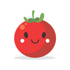 Vector illustration of a red tomato isolated on white , Tomato vector. Tomato on white background. Tomato vector in cartoon style