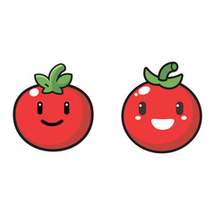 Vector illustration of a red tomato isolated on white , Tomato vector. Tomato on white background. Tomato vector in cartoon style