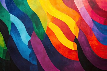 Fototapeta premium A rainbow wave pattern with sharp, jagged lines creating a bold, edgy look