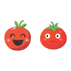 Vector illustration of a red tomato isolated on white , Tomato vector. Tomato on white background. Tomato vector in cartoon style