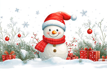 Fototapeta premium snowman with gift