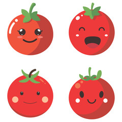 Vector illustration of a red tomato isolated on white , Tomato vector. Tomato on white background. Tomato vector in cartoon style