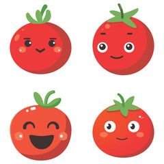 Vector illustration of a red tomato isolated on white , Tomato vector. Tomato on white background. Tomato vector in cartoon style
