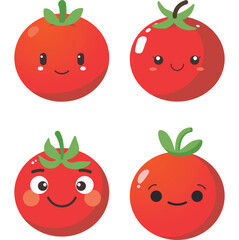 Vector illustration of a red tomato isolated on white , Tomato vector. Tomato on white background. Tomato vector in cartoon style