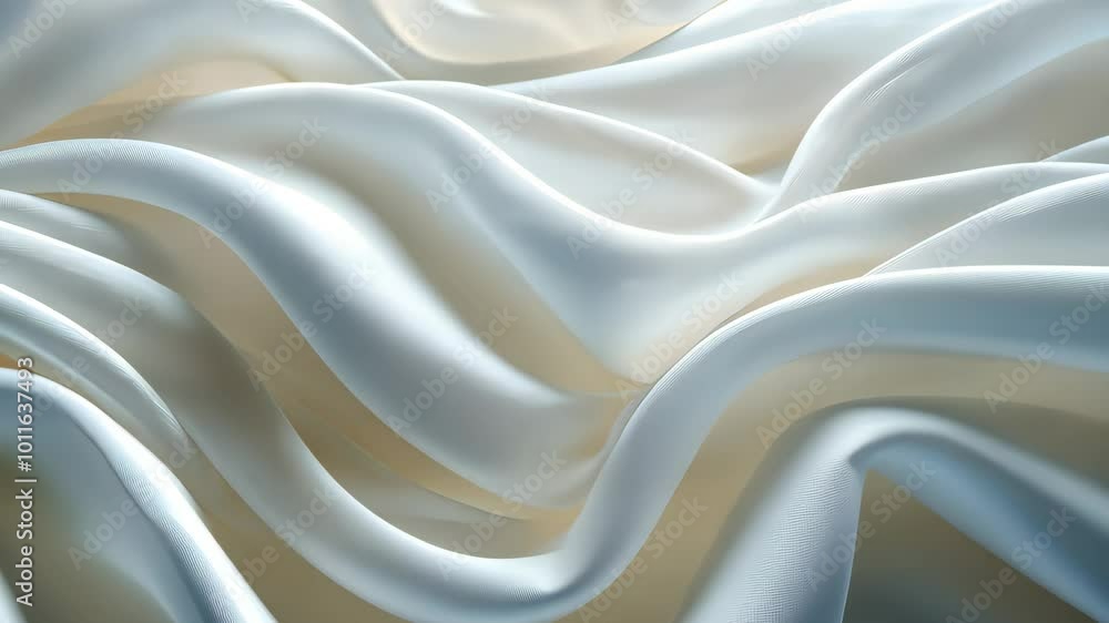 Poster flowing white silk fabric creating gentle waves, abstract elegance and texture concept