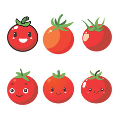 Vector illustration of a red tomato isolated on white , Tomato vector. Tomato on white background. Tomato vector in cartoon style