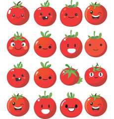Vector illustration of a red tomato isolated on white , Tomato vector. Tomato on white background. Tomato vector in cartoon style