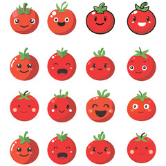 Vector illustration of a red tomato isolated on white , Tomato vector. Tomato on white background. Tomato vector in cartoon style