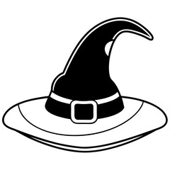 Halloween witch hat and broom