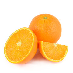 Ripe juicy orange isolated on white.