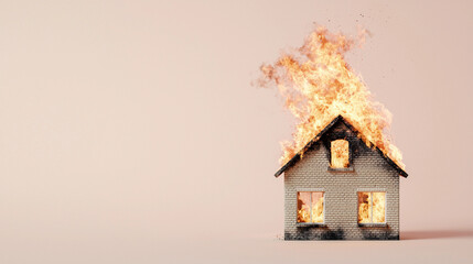 house engulfed in flames symbolizes devastating impact of fire damage. This striking image highlights importance of fire protection and insurance coverage