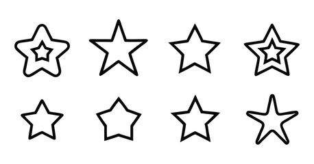 Variety of Black Star Shapes &ndash; Silhouettes and Abstract Star Icons Collection on white background