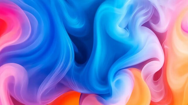Colorful abstract smoke-like digital illustration, vibrant fusion. Creative art concept