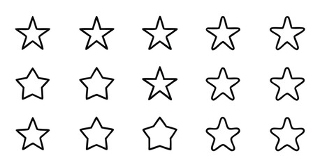 Variety of Black Star Shapes – Silhouettes and Abstract Star Icons Collection on white background