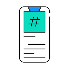 hashtag mobile screen line icon vector. hashtag mobile screen sign. isolated symbol illustration