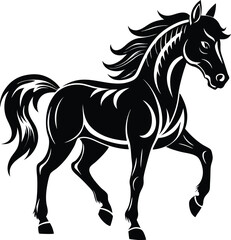 Obraz premium A Cute Horse silhouette flat style vector illustration design. Hand drown horse vector.