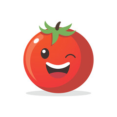 Vector illustration of a red tomato isolated on white , Tomato vector. Tomato on white background. Tomato vector in cartoon style