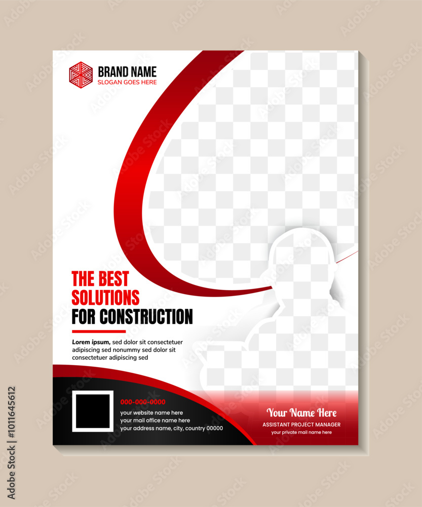 Poster abstract flyer design template for the best solutions for construction. vertical layout with space f