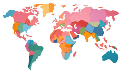 Obraz premium PNG World paper art map.