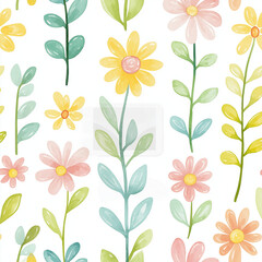 Seamless pattern with bright spring flowers, Ai