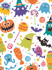 seamless pattern with monsters