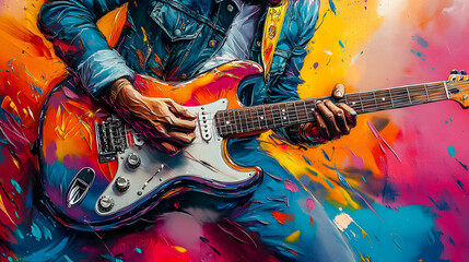 Abstract Guitar Player Illustration