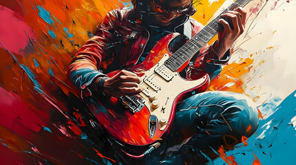 Abstract Illustration of Guitar Player