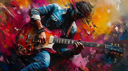 Abstract Painting of a Guitarist