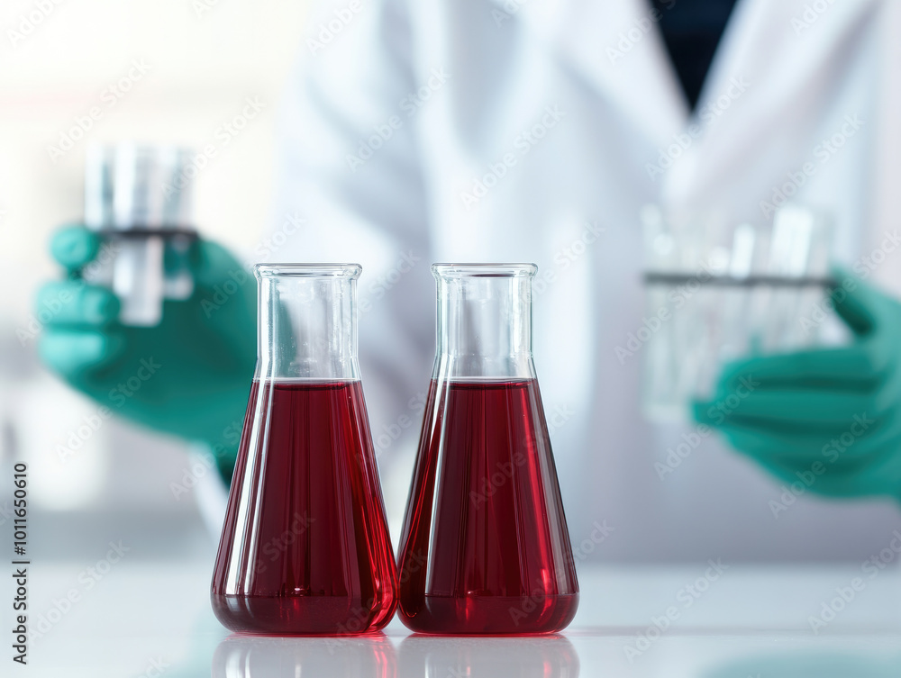 Poster chemical analysis in a quality control lab, technician validating product standards through precise 
