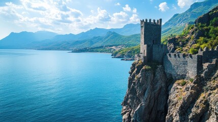 Fototapeta premium Ancient Fortress on Coastal Cliffs