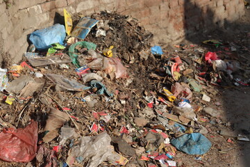 Urban Garbage Pile in a Street Corner