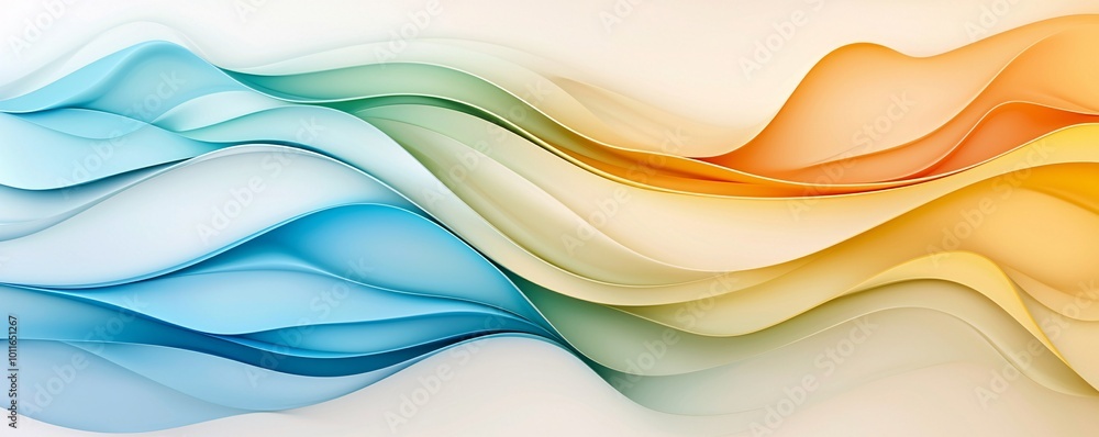 Poster serene harmony in abstract organic shapes - rhythmic lines and soft gradients creating a balanced co