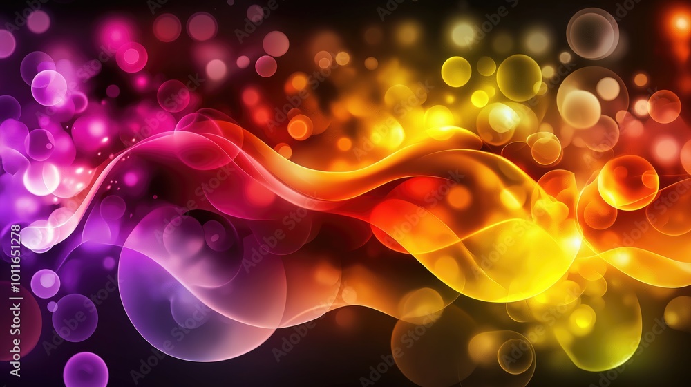 Poster a captivating display of swirling colors and glowing orbs creates a dynamic and vibrant atmosphere