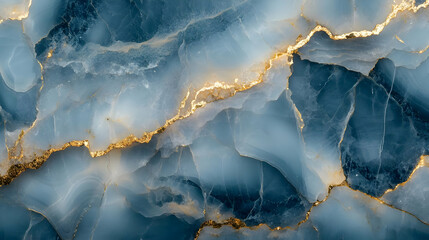 Blue and Gold Marble Texture Abstract Background