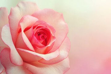 A Close-Up View of a Soft Pink Rose Blossom