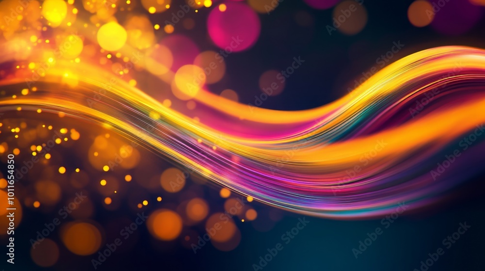 Poster dynamic swirling light patterns in colorful background