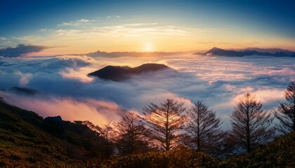 Obraz premium Clouds drift softly in the vast expanse. 