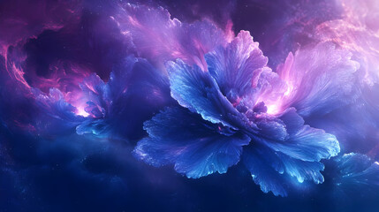 Abstract Flower Illustration with Glowing Petals and Cosmic Background