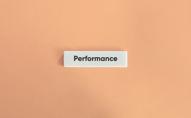 Performance Word. The Execution or Accomplishment of a Task, Action, or Activity. Text on Block Letter Tiles on Dusty Pink Background. Minimal Aesthetic.