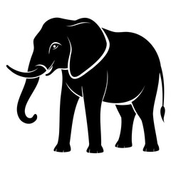 Elephant black silhouette vector illustration on a white background
