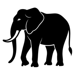 Elephant black silhouette vector illustration on a white background