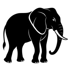 Elephant black silhouette vector illustration on a white background