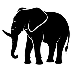 Elephant black silhouette vector illustration on a white background