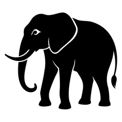 Obraz premium Elephant black silhouette vector illustration on a white background